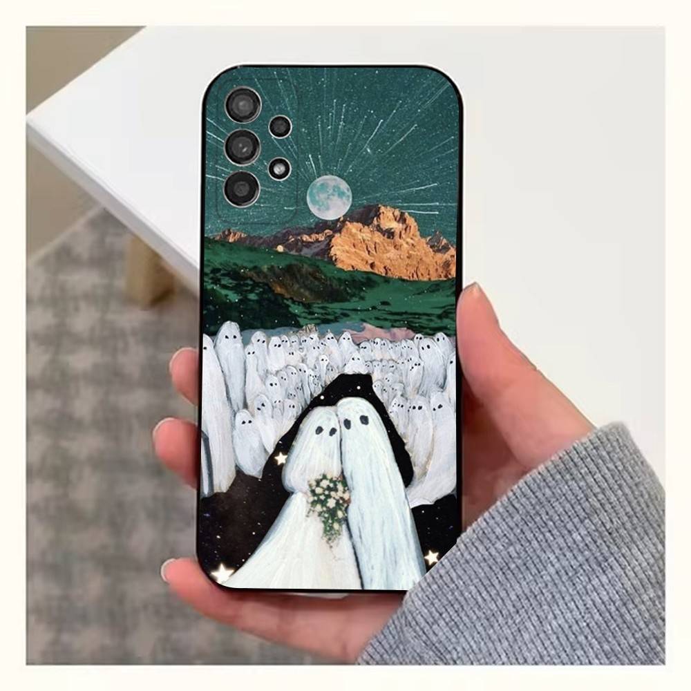 Милый чехол-призрак для Samsung S21, S9, S22, S25, S20, S10, Plus, Ultra, S24, S23, FE, Lite, Мягкий силикон, Черный