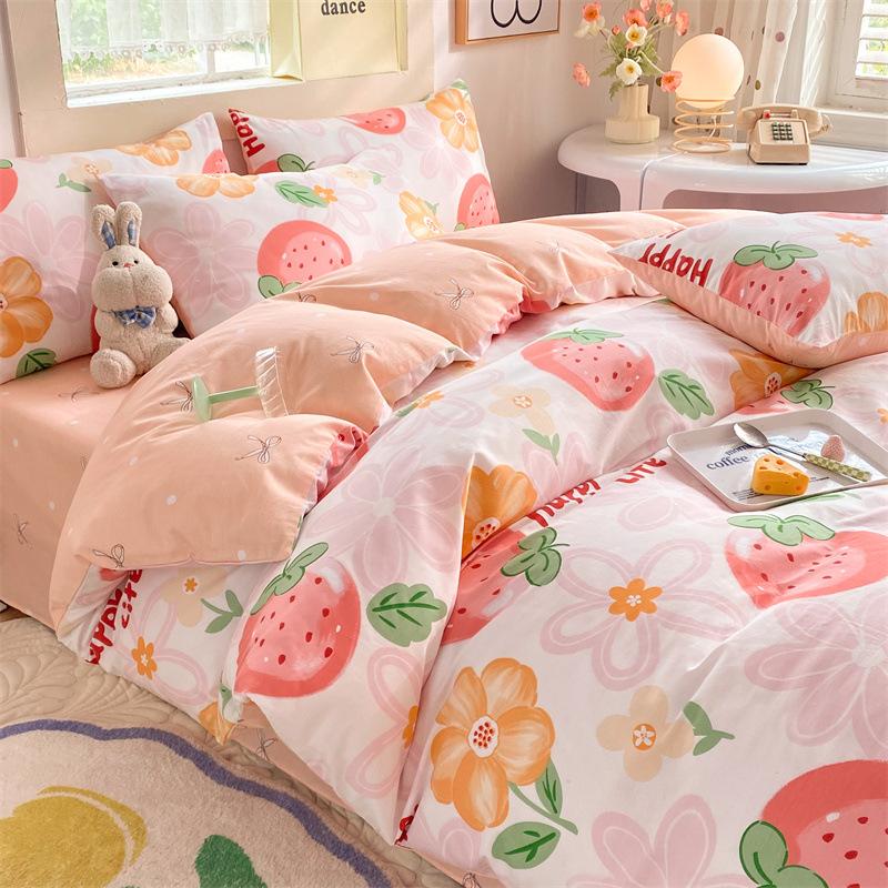 Комплект из четырех предметов из чистого хлопка, 60 штук, небольшой свежий комплект из трех предметов для спальни, осенне-зимний утолщенный пододеяльник, простыня