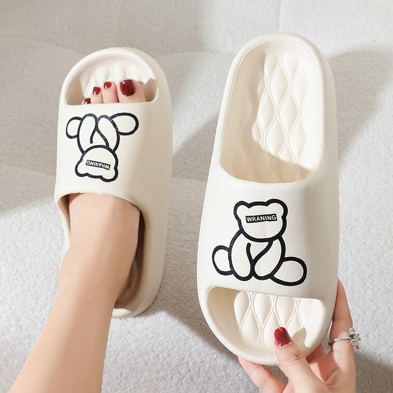 Летние новые шлепанцы с принтом медведя, сидящего, на толстой подошве из ЭВА, крутые шлепанцы, женские, ощущение, что наступаешь на дерьмо, парные шлепанцы для ношения вне дома, мужские