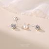 925 Sterling Silver Natural Freshwater Pearl Rear Mounted Earrings for Women French  Light Luxury Temperament Party Jewelry