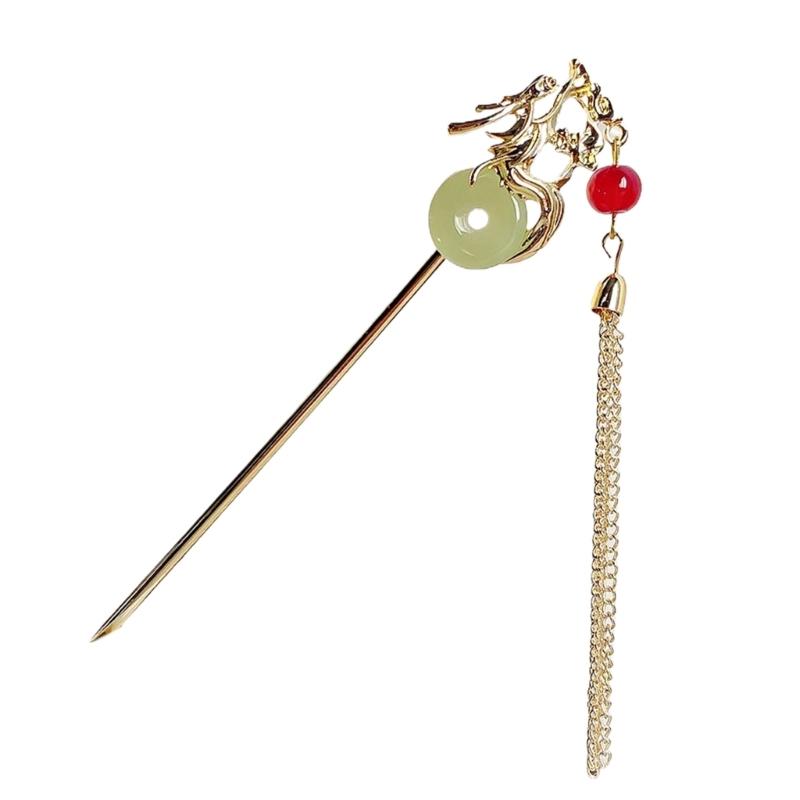 Elegant Fringed Hair Stick Chinese Hanfu Danglings Hairpin Barrettes NonSlip Chopsticks Dragon Hair Pin for Hair Styling