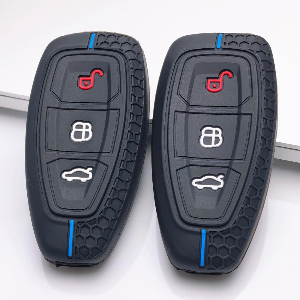 Силиконовый чехол для ключа Ford с 3 кнопками (смарт-ключ), подходит для Ford Focus Mondeo Kuga Escape Galaxy C-Max S-Max, Ударопрочный держатель для брелока, Защитный аксессуар