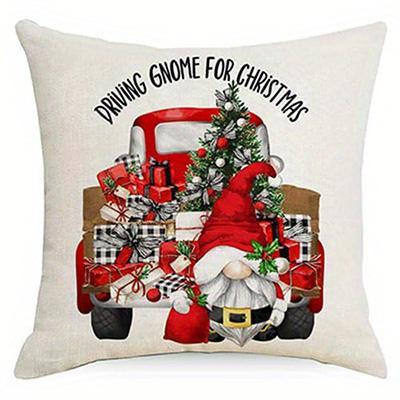 Home Decor Gnomes With Christmas Trees And Gifts Decor Pattern Cushion Cover Suitable For Sofa Bedroom Car Pillow Cover