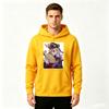 Men's Anime Printed Pullover Hoodie Casual Long Sleeve Loose Hooded Sweatshirt for Daily Wear