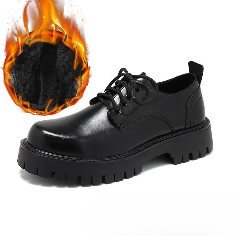 Модные короткие ботинки на платформе с низким голенищем, ботинки Martin в британском ретро-стиле, повседневные мужские кожаные туфли, черные туфли-одиночки 2135-T