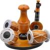 Eco Friendly Wooden Handcrafted Musical Set with Vase Decor Decorative Showpiece for Home Table Office Living Room Decoration Item