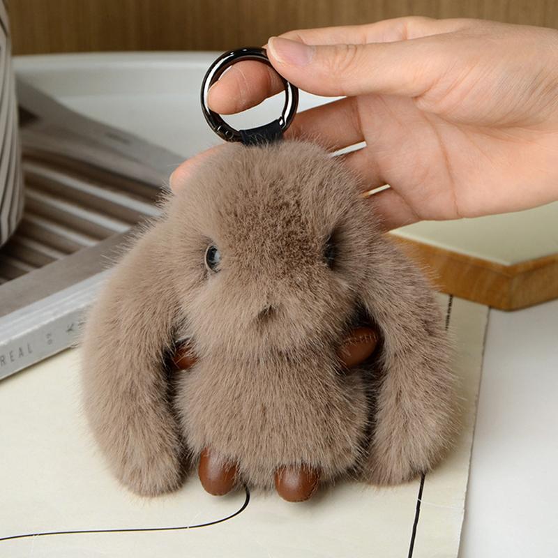 Милый пушистый кролик брелок кольцо плюшевый помпон кролик сумка кулон для пары автомобиль брелок ювелирные изделия подарки