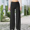 Women Flared Pants Elastic High Waist Solid Color Straight Leg Trousers Solid Color