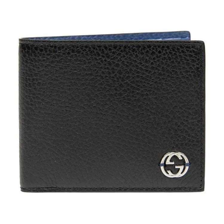 GUCCI Interlocked Gg Bifold Wallet 6 Card Slot Black / Blue (Unisex) Wallets 610464 CAO2N 1040