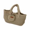 Classic Knitted Handbag Crochet Large Sized Cotton Thread Woven Bag With Small Purse Solid Color Vintage Style Bag Casual Use