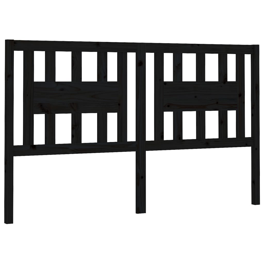 Headboard in Black 126 x 4 x 100 cm Solid Pine Wood
