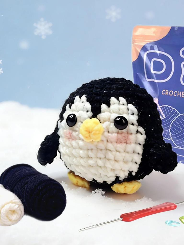 1 шт. Набор для вязания пингвина крючком DIY Амигуруми Пингвин Набор крючков с инструкцией и видеоуроком Цвет может отличаться