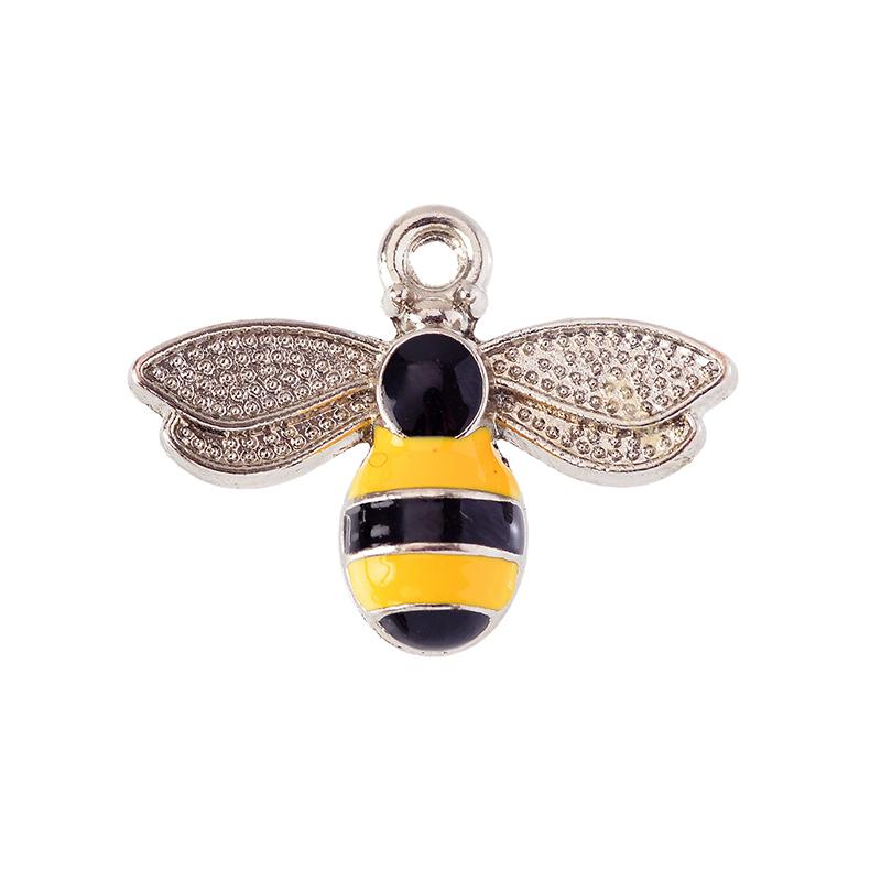10Pcs 22*17mm Gold Colour Alloy Enamel Bee Pendant Oil Dripping Animal Charms for Jewelry Making DIY Necklace Earrings Accessory