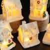New Christmas Village Lights Up House Ornament LED Lights Up White Christmas Village House Set for Xmas Home Interior Decoration