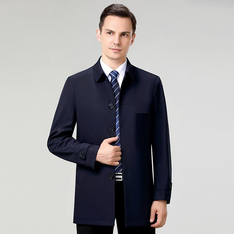 Аутентичная мужская куртка с лацканами из шелка тутового дерева, ветровка, мужское весенне-осеннее новое повседневное пальто средней длины в деловом стиле