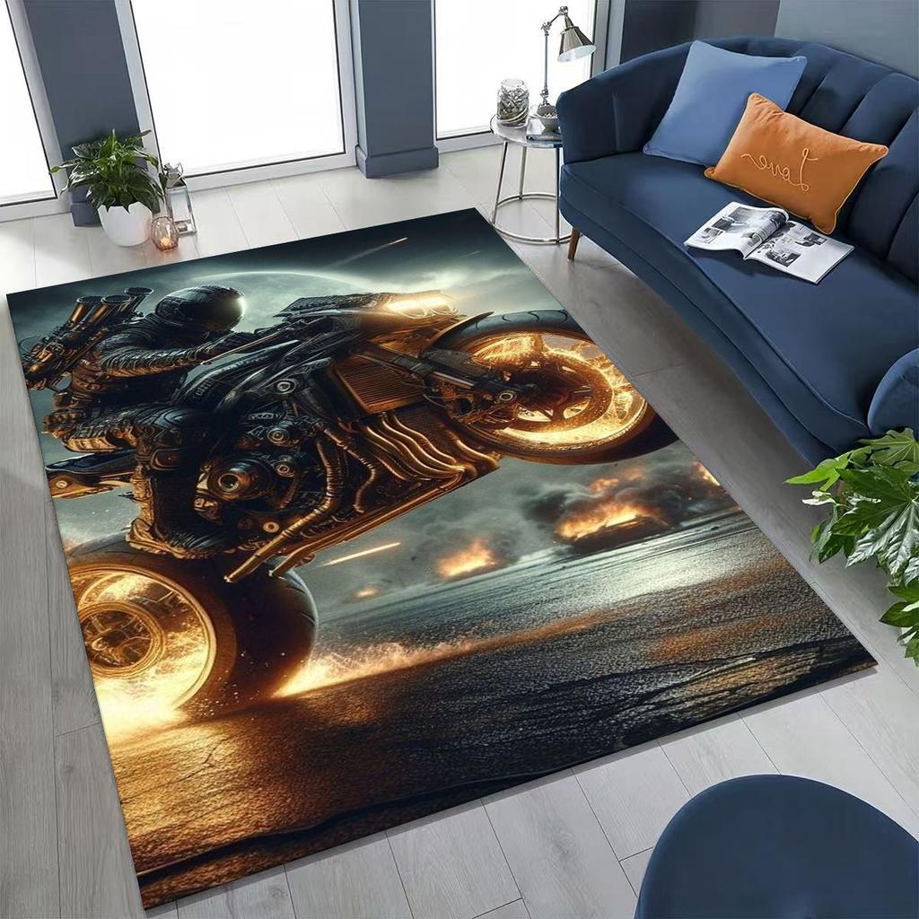 Персонализированный коврик с рисунком мотоциклиста для спальни, гостиной, дивана, дома, придверный коврик, декор, большой детский нескользящий коврик для пола