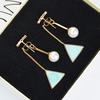 Fashion Word Flash Diamond Pearl Triangle Geometric Shape Hanging Earrings Hypoallergenic Earrings