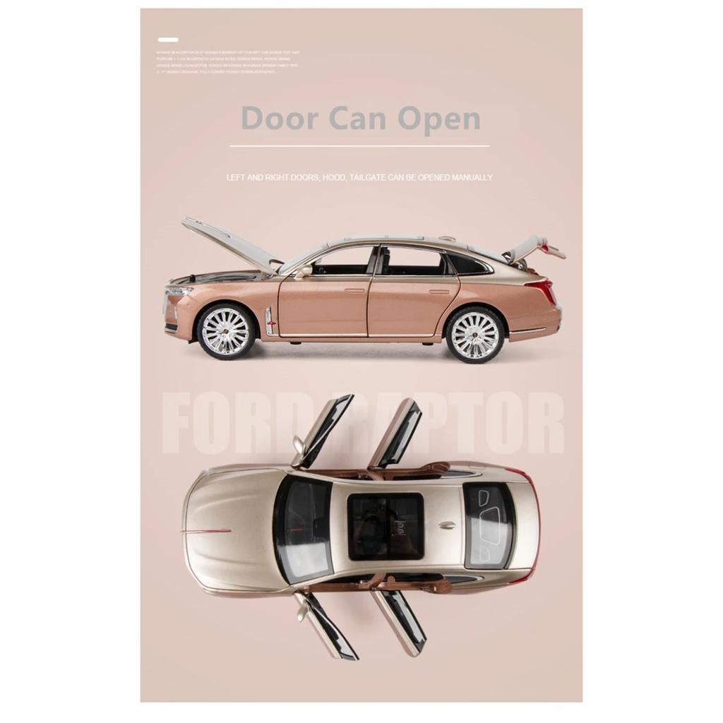 1/24 Hong Qi H9 Alloy Luxy Car Model Diecast Toy Vehicles Metal Car Model High Simulation Sound Light Collection Childrens Gifts