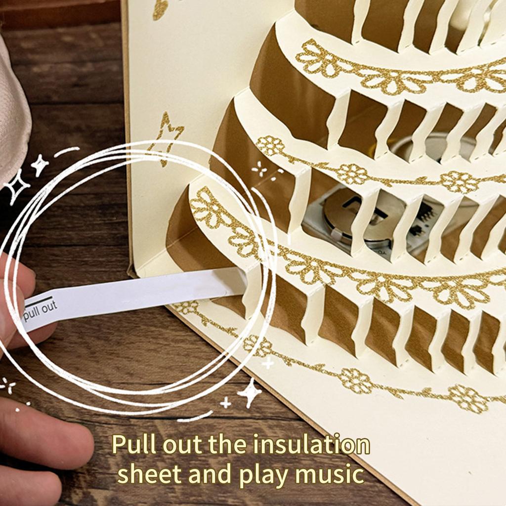 Музыкальная 3D-открытка на день рождения с музыкой и огнями. Художественная открытка на день рождения. Праздничная открытка, подходящая для вечеринок.