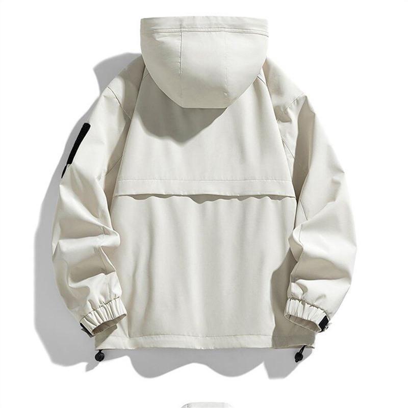 Men's Hooded Jackets Fashion Loose Outwear Male Solid Waterproof Outdoor Bomber Jacket Casual Couple Streetwear Tops