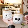 Creative Cartoon Ceramic Cup With Lid and Spoon Cute and Different Cups of Coffee Breakfast Milk Coffee Cup Office Cat Mug Mugs
