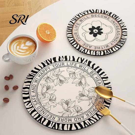 Heat Resistant Coasters Retro Diatomite Coaster Heat-Resistant Placemat Quick-Dry Absorbent Mat for Zebra Pattern Cups Mugs Bowls Non-Slip Reusable
