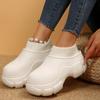 Fashion Women's Warm Slippers Boots Lazy Shoes Wear-resistant Soft-soled Waterproof Slippers Short Plush Thick-soled Home Shoes Indoor