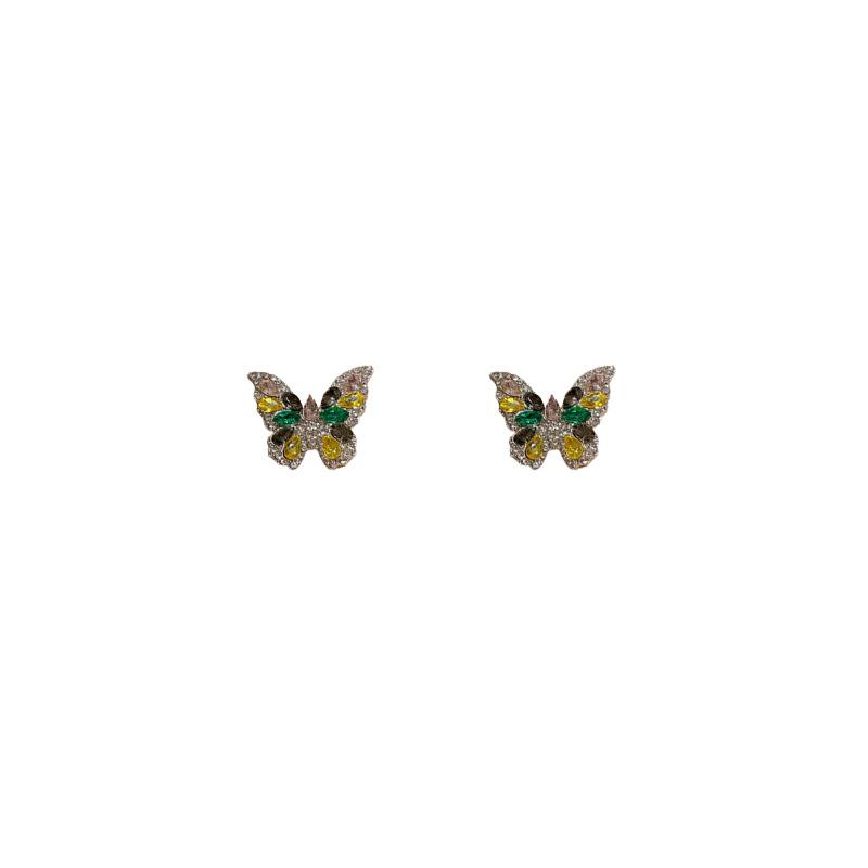 Silver Needle Diamond Butterfly Geometric Earrings New Super Immortal Design Earrings Fashion Premium Temperament Earrings
