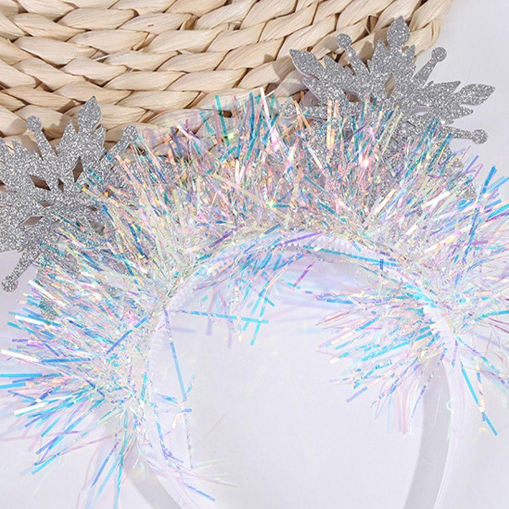 Color Ribbon Christmas Snowflake Headbands New Year Hair Hoop Costume Party Accessories
