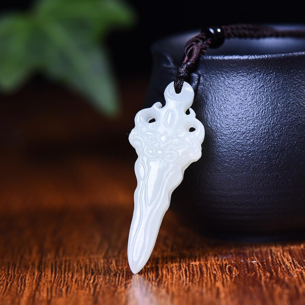 Natural Hotan Jade Devil Subduing Pestle Pendant Necklace