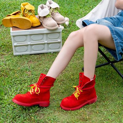 Индивидуальные сапоги из коровьей кожи первого слоя, женские тонкие супермягкие цветные двойные ремешки, тонкие британские сапоги-мартины на платформе, рыцарские сапоги