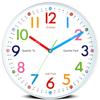 Nbdeal Обучающие настенные часы 30 см, цветные, радиоуправляемые, бесшумные, диаметр, циферблат, DB-3789