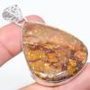 Silver Leaf Jasper Handmade 925 Sterling Silver Gift Pendant 2.25" L4e36
