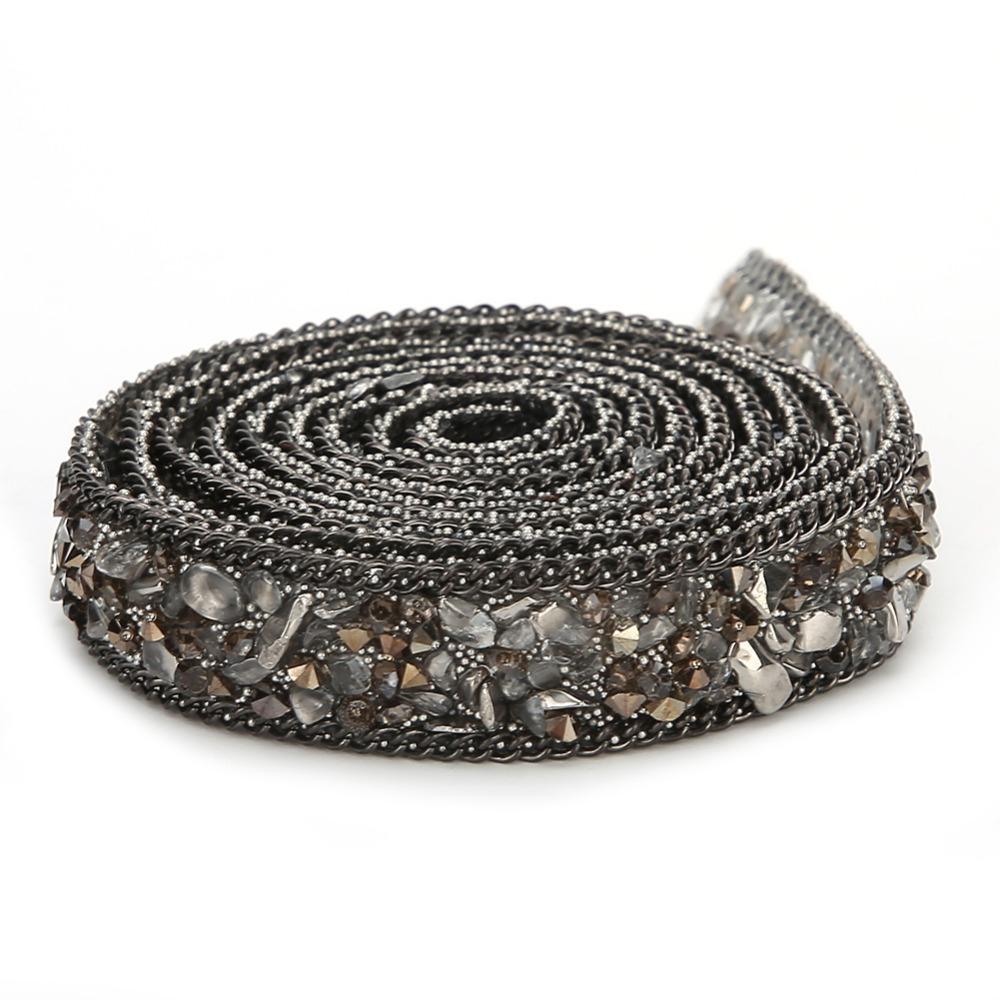 1pcs 1 Yard Rhinestone Chain 0.6 Inch Beaded Trim Shiny Rhinestone Ribbon For DIY Crafts