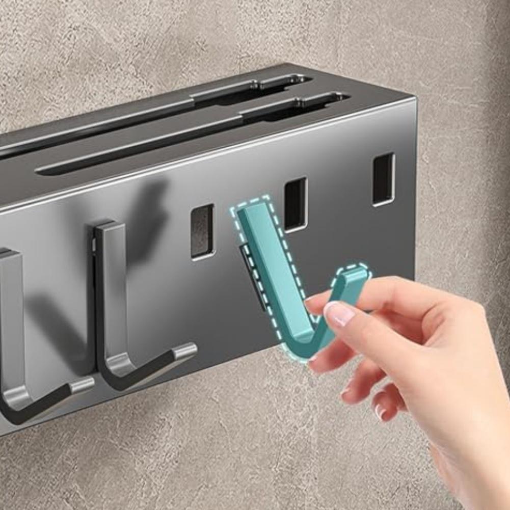 Настенный держатель для кухонных принадлежностей с крючками прочный держатель для столовых приборов из углеродистой стали со съемными частями для чистки