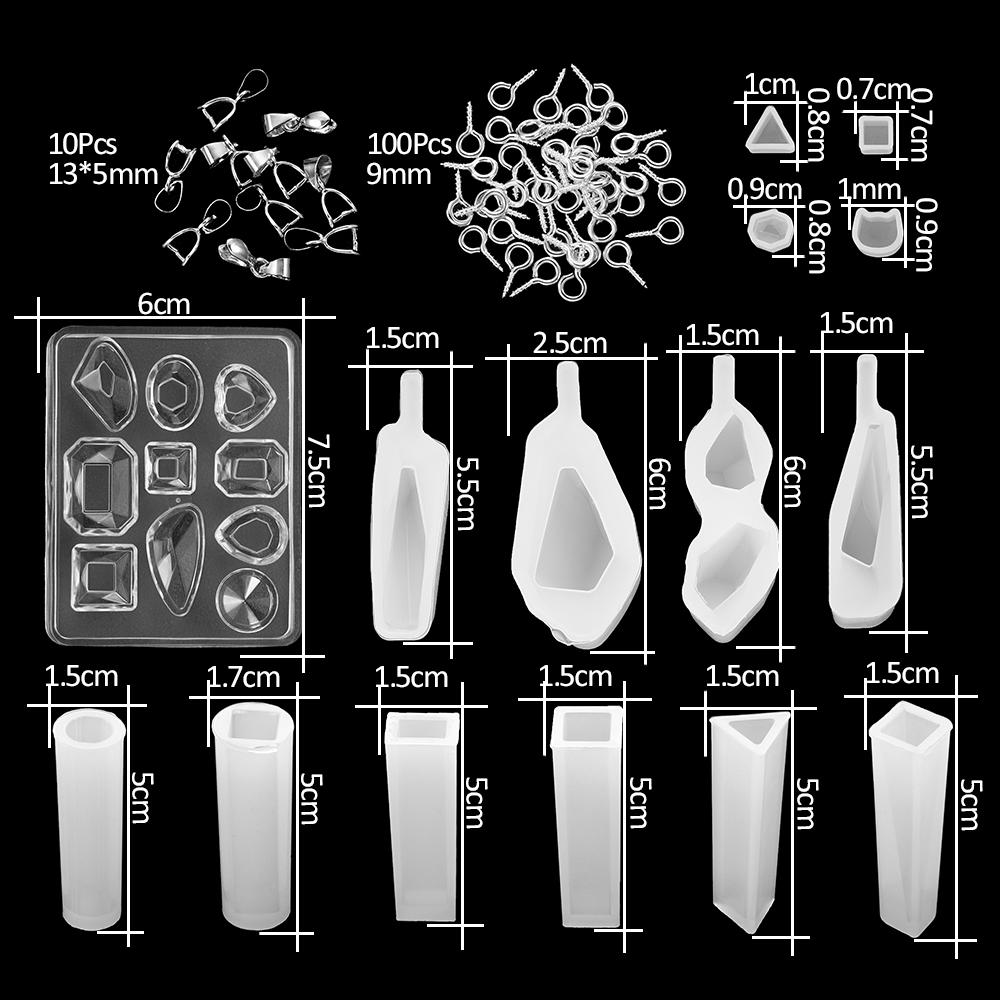 Resin Molds Silicone Kits with Epoxy Resin Supplies Dried Flowers Sparkling Powder DIY Necklace Earrings Pendant Jewelry Making