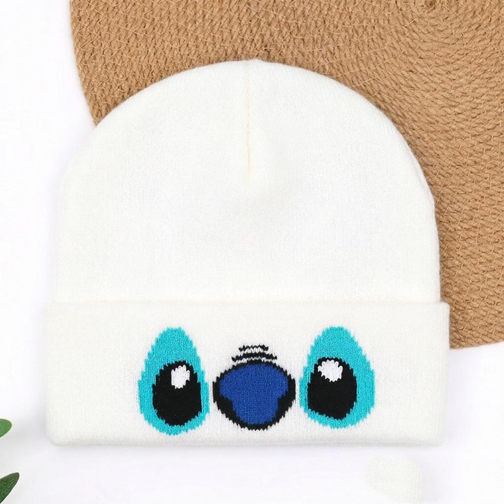 Autumn and winter hats funny popular knitted hats men and women warm animation cartoon wool hats European and American embroidery