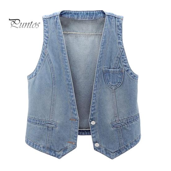 Retro Waistcoat Ladies Denim Vest Sleeveless Loose V Neck Double Buttons Solid Color Breathable Vintage Firm Stitching Hip Hop Streetwear Lady