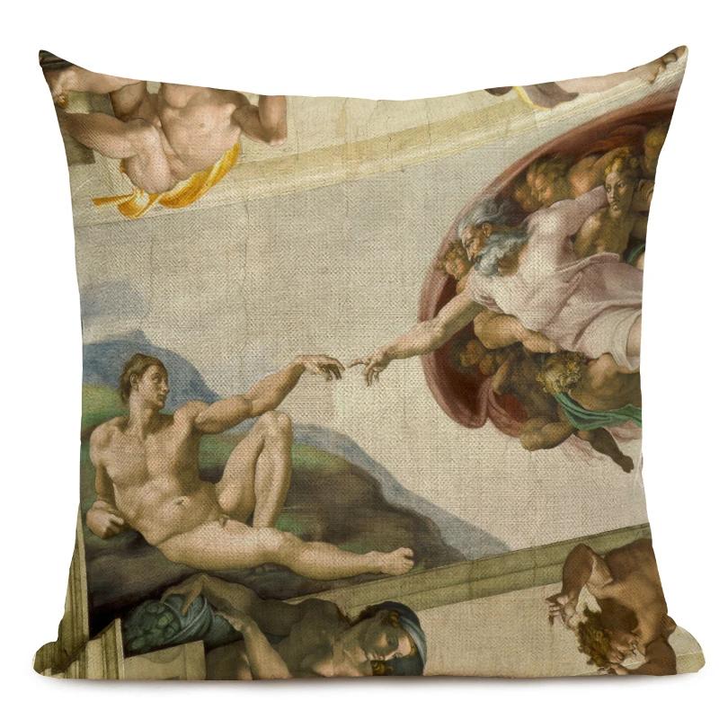 Знаменитая картина маслом Микеланджело, наволочка для подушки, итальянская настенная наволочка, чехол для диванной подушки
