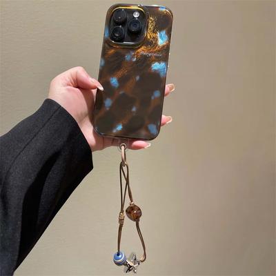 Чехол для телефона Whirlpool Pattern IND Retro Blue Brown Blended с веревкой-подвеской для iPhone 11 12 13 14 15 16 17 Pro Max