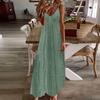 Women's Hollowed Out Vacation Long Dress Color Sleeveless Suspender V-neck Dress