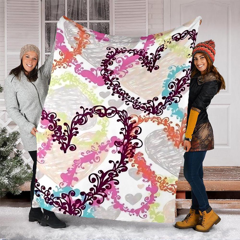 1pc Heart Pattern Print Outdoor Blanket, Lightweight Polyester,