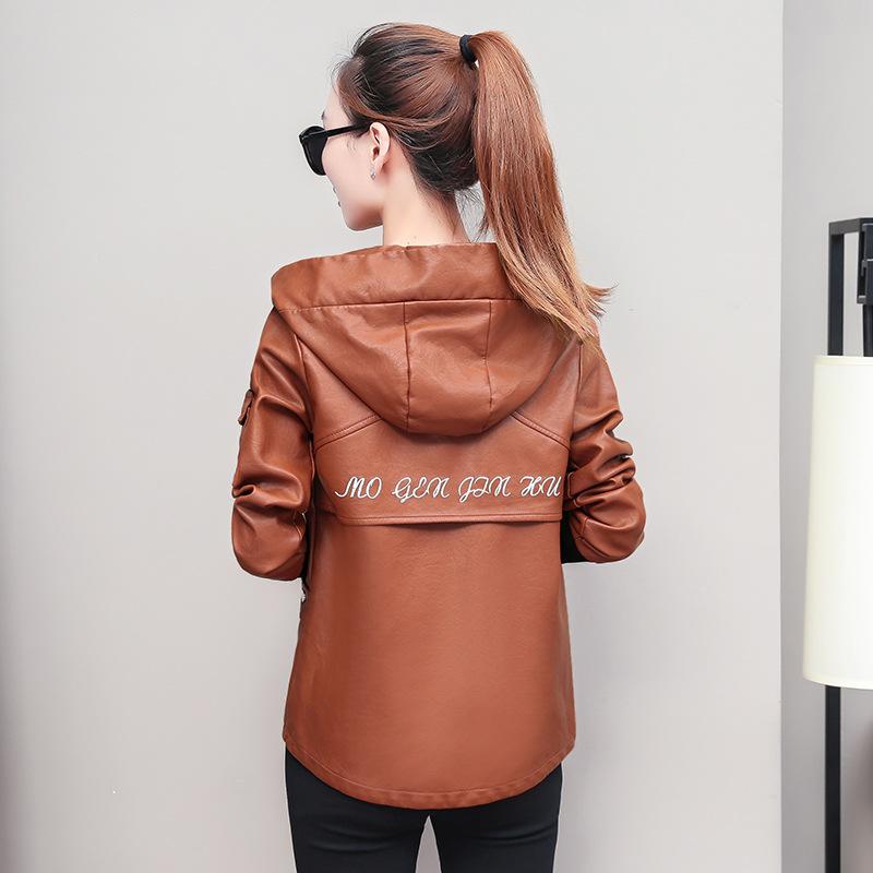 Короткая кожаная куртка Женская кожаная куртка из искусственной кожи