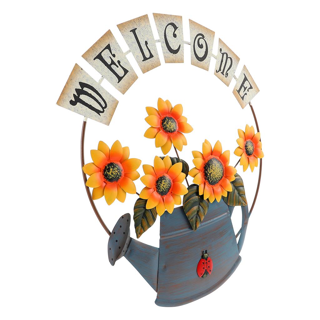 Office Decor Pendant Garland Welcome Sign for Front Door Wreath Signs Iron Plant