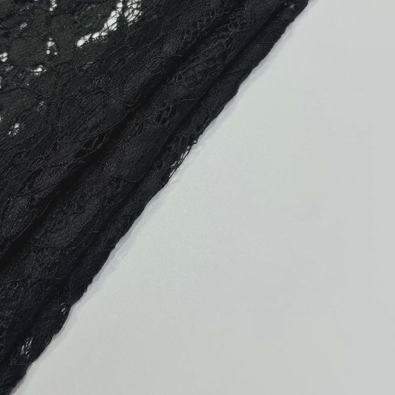 2023 Европейский и Американский Прозрачный Черный Кружевной Длинный Рукав Тонкий Топ Для Женщин