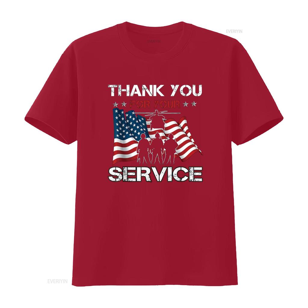 Thank You For Your Service American Flag Military T Shirt vintage Washed Unisex Stylish streetwear Versatile Slightly Soft