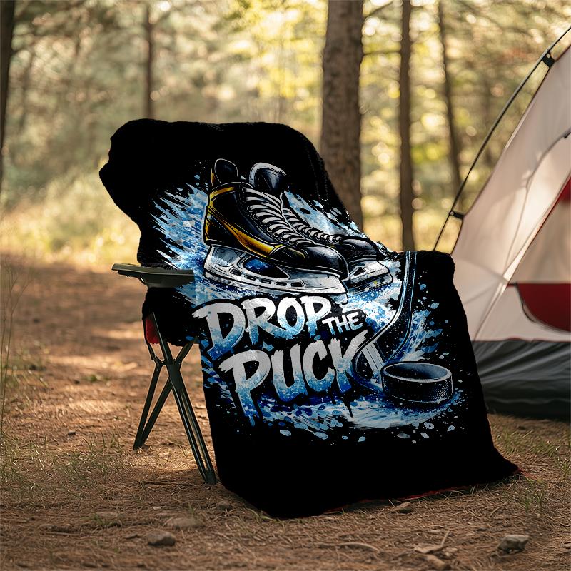 ice hockey Theme Printed Blanket - Perfect for Couch, Bed, Travel & Outdoor Use | Machine Washable, Cozy & Durable.