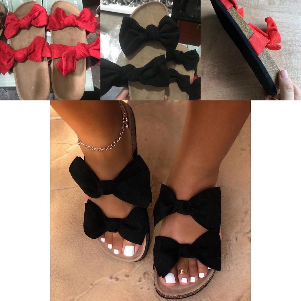 Comfortable Women Ladies Slip On Peep Toe Bow Sliders Flatform Platform Sandals Shoes