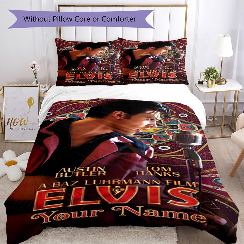 Elvis Presley Personalized Text Bed CoverBed Suitable for Bedrooms Wrinkle Resistant Bedroom Decor Perfect Gift for Friends & Family