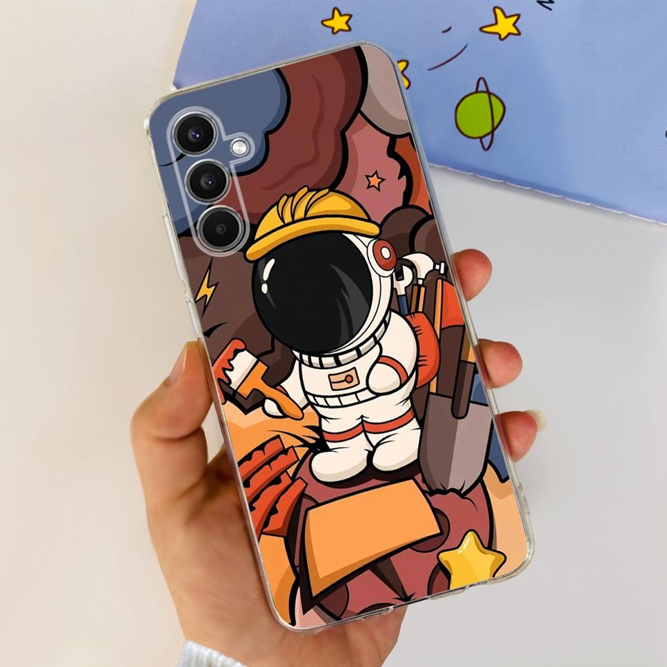 Чехол для Samsung Galaxy A34 5G 6.6" Милый Кот Астронавт Мягкий Силикон ТПУ Чехол для Samsung a34 A34 5G Ударопрочный Чехол для Телефона Funda